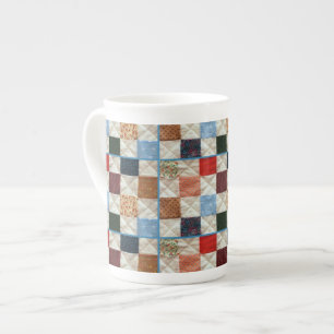 Färgrikt patchworktäckemönster benporslin mugg
