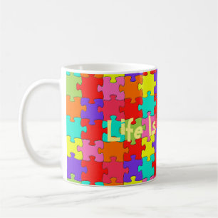 Färgrikt pusselmönster kaffemugg