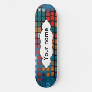 Färgrikt rektangelmönster mini skateboard bräda 18,7 cm