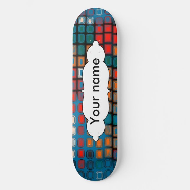 Färgrikt rektangelmönster mini skateboard bräda 18,7 cm (Framsida)