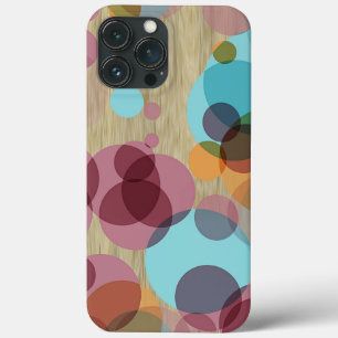 Färgrikt Retro polka dotskonstmönster på Fauxträ