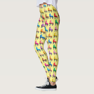 Färgrikt Retro rullbladmönster Leggings