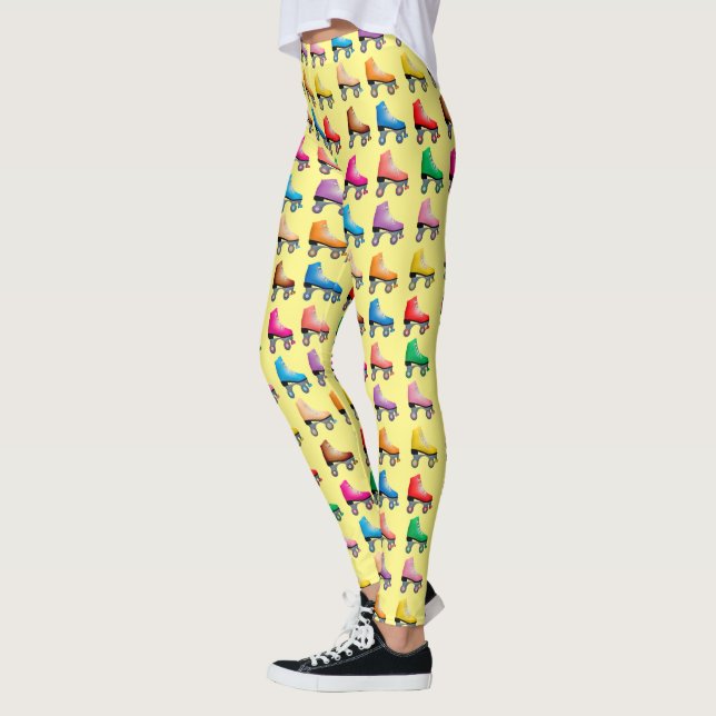 Färgrikt Retro rullbladmönster Leggings (Vänster)