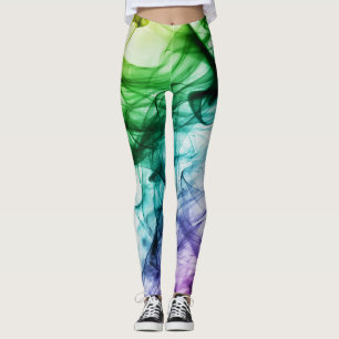 Färgrikt röka konstdesigndamasker leggings