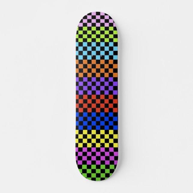 Färgrikt rutigt däck old school skateboard bräda 21,6 cm (Framsida)