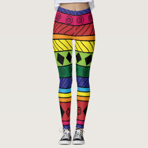 Färgrikt stam- geometriskt lägga benen på rygge leggings
