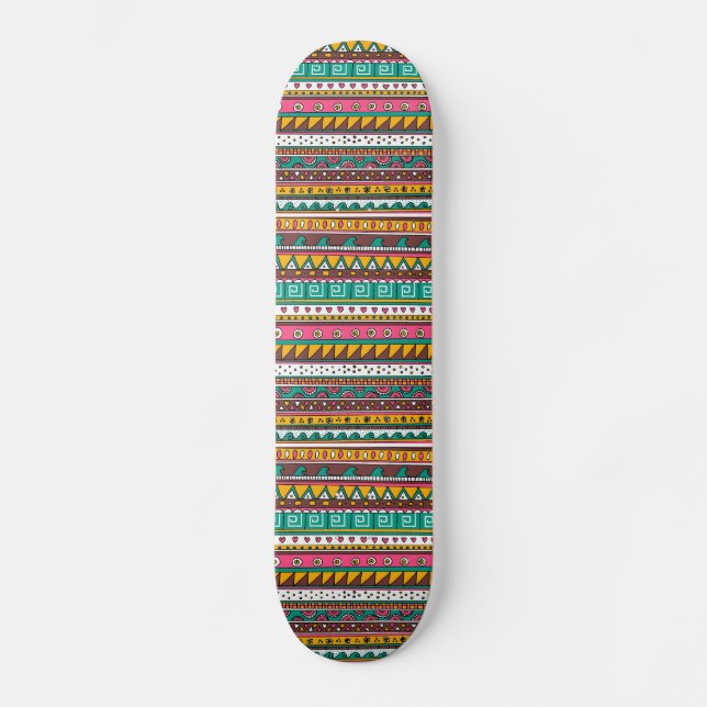 Färgrikt stam- mönster skateboard bräda 20 cm (Framsida)
