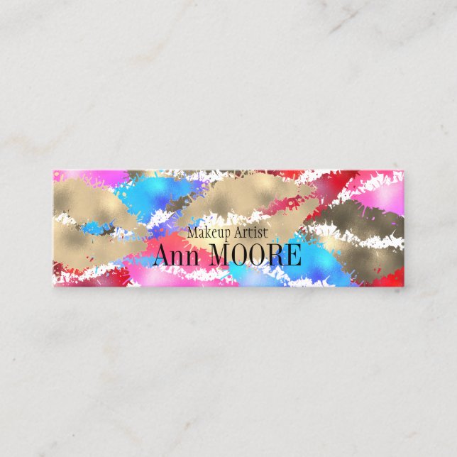 Färgrikt stänk för kyssläpparmönster mini visitkort (Framsida)