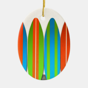 Färgrikt surfingbrädamönster Deisgn Julgransprydnad Keramik