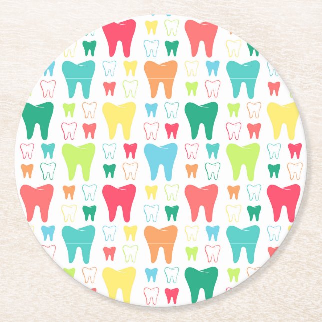 Färgrikt tandmönster underlägg papper rund (Framsidan)