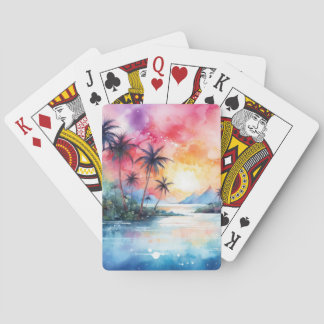 FÄRGRIKT TROPISKT AKVARELL STRANDSCEN CASINOKORT