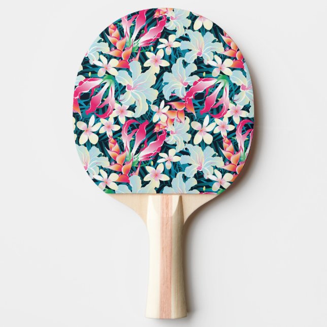 Färgrikt tropiskt mönster pingisracket (Framsidan)