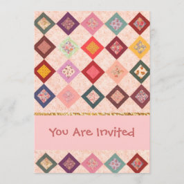 Färgrikt tygmönster inbjudningar