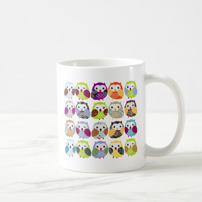 Färgrikt ugglamönster kaffemugg (Höger)