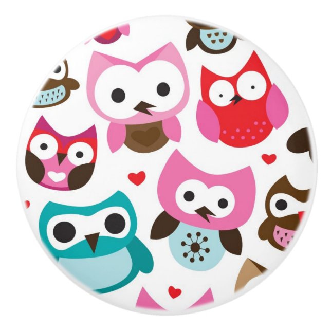 färgrikt ugglamönster knopp (Framsidan)