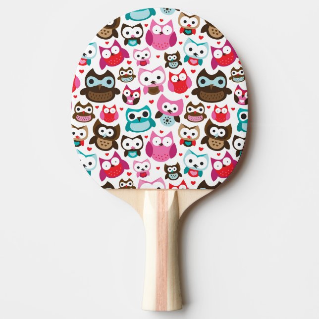 färgrikt ugglamönster pingisracket (Framsidan)