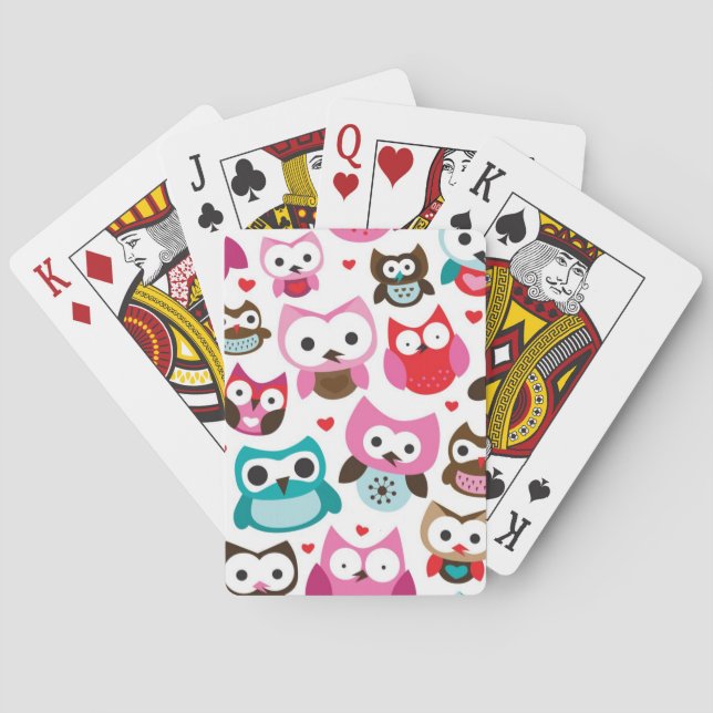 färgrikt ugglamönster spel kort (Baksidan)