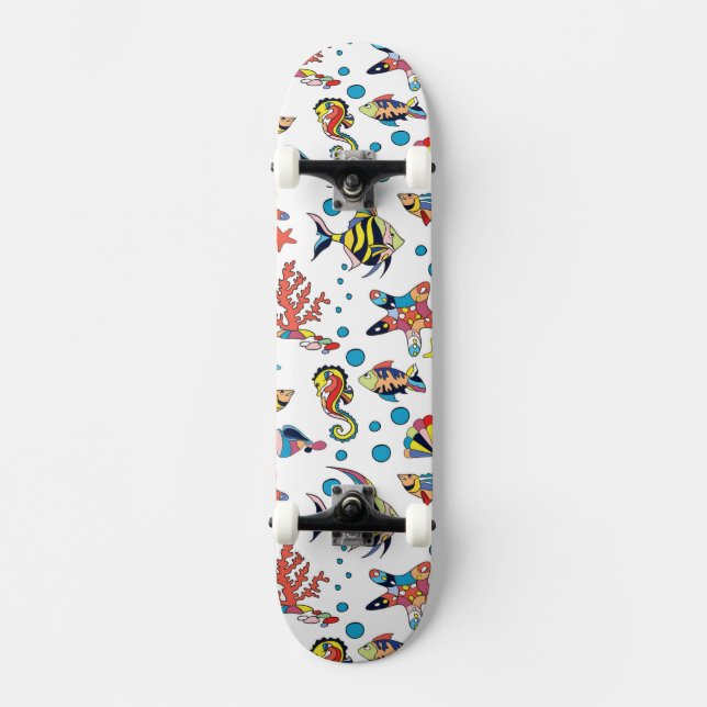 Färgrikt undervattens- havslivmönster skateboard bräda 20,5 cm (Framsida)