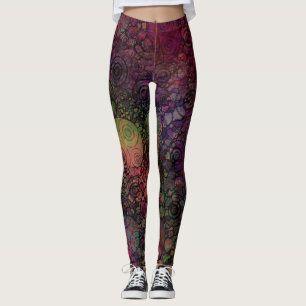 Färgrikt unikt, galet med hand plockade cirklar leggings