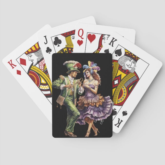 FÄRGRIKT UTSMYCKAT MARDI GRAS-PAR CASINOKORT (Baksidan)