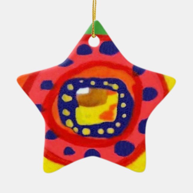 Färgrikt vara besvärad prydnaden julgransprydnad keramik (Framsidan)