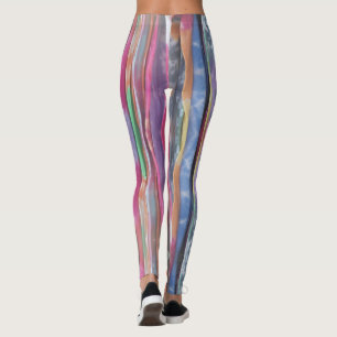 Färgrikt veritically randigt tie-färg mönster leggings