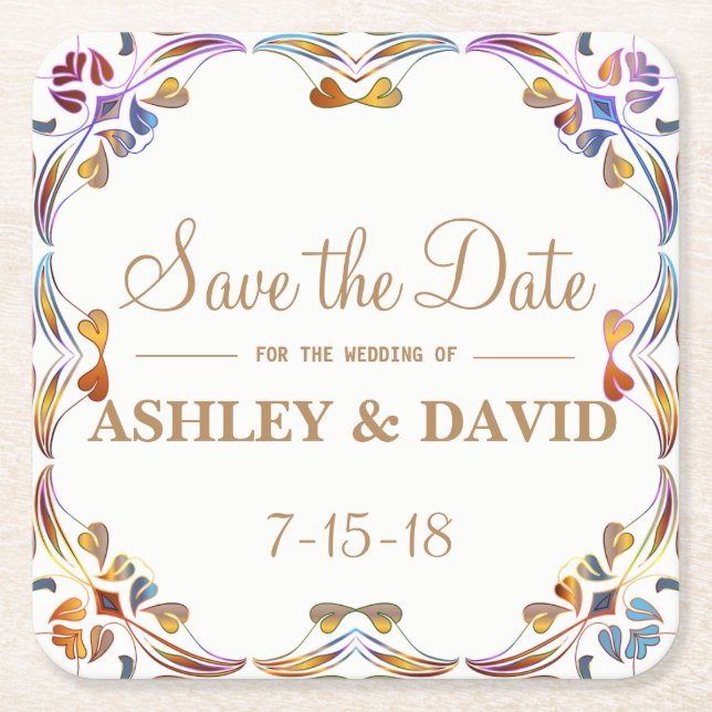 Färgrikt virvla runt gränssparan underlägg papper kvadrat (Framsidan)