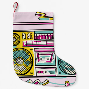 Färgritad funky Boombox-design Liten Julstrumpa