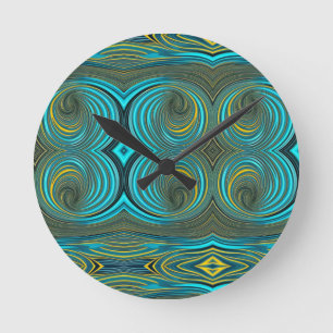Färgritningsdesign för grönt Gult Spiral Rund Klocka
