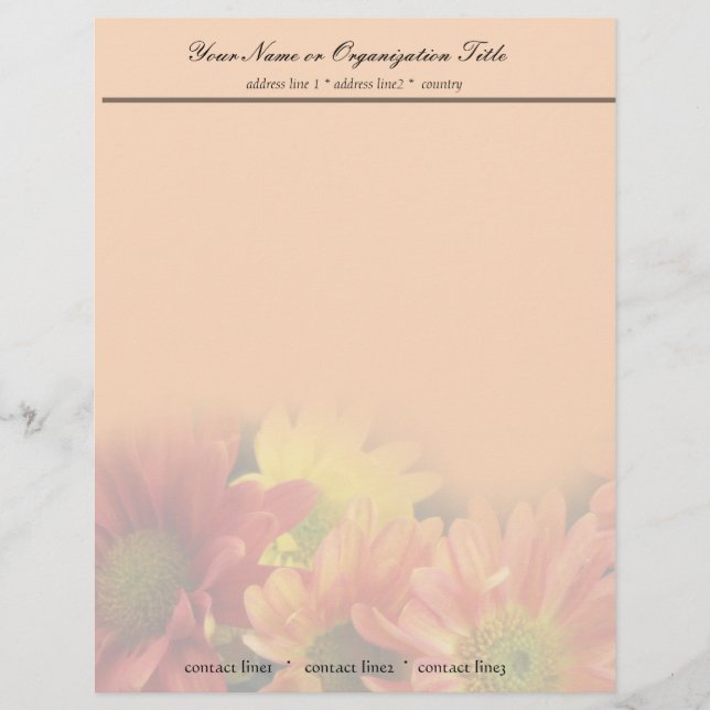 Färgröd, gult, orange daisy blommor bröllop brevhuvud (Framsida)