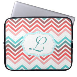 Färgröd, rosa, blå, teal chevron zigzag laptop fodral
