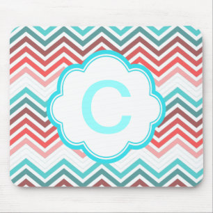 Färgröd, rosa, blå, teal chevron zigzag musmatta