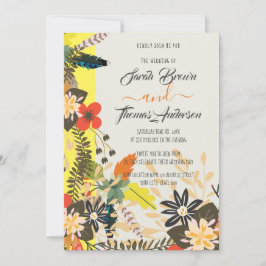 FÄRGRUNDGULT BOHO-BLOMMIGT INBJUDNINGAR