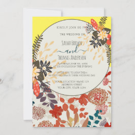 FÄRGRUNDGULT BOHO-BLOMMIGT INBJUDNINGAR