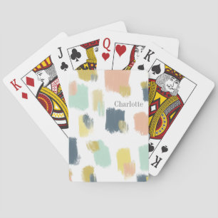Färgrutor i Pastel Earth Tones med Namn Casinokort
