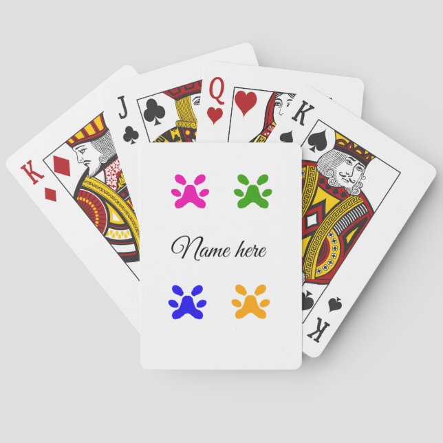 Färgsällskapsdjur med Hund tillsätt namn textdjur  Casinokort (Baksidan)