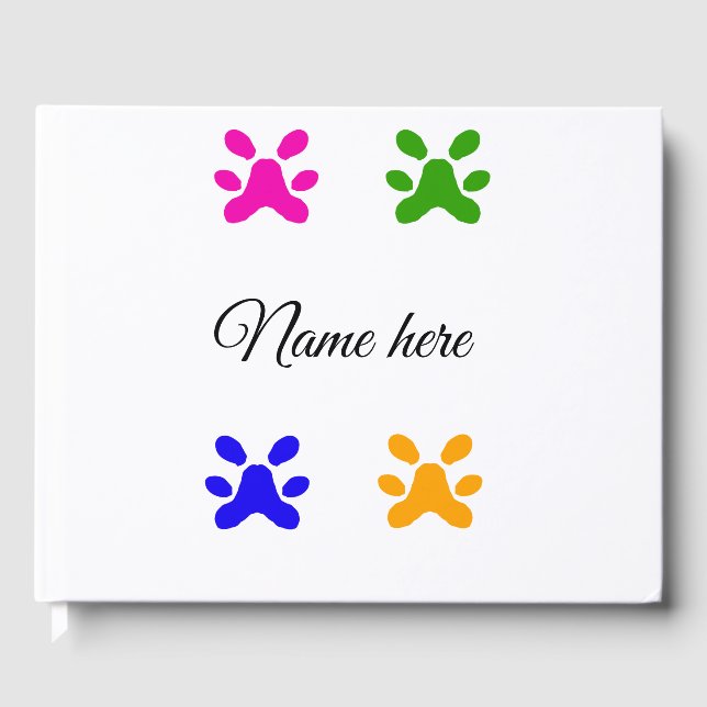 Färgsällskapsdjur med Hund tillsätt namn textdjur  Gästböcker (Framsida)