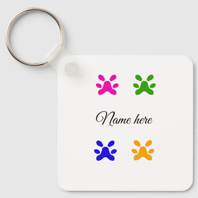 Färgsällskapsdjur med Hund tillsätt namn textdjur  Nyckelring (Framsida)