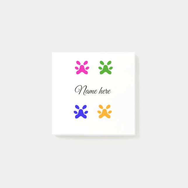 Färgsällskapsdjur med Hund tillsätt namn textdjur  Post-it Block (Framsida)