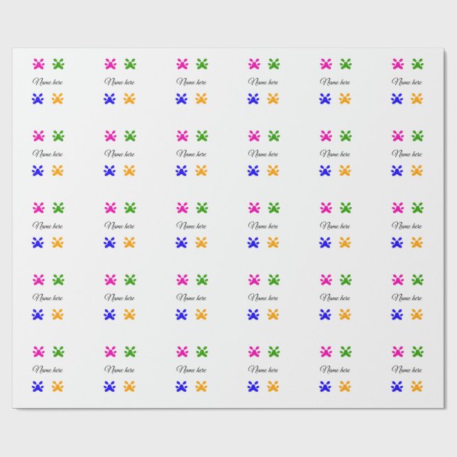 Färgsällskapsdjur med Hund tillsätt namn textdjur  Presentpapper (Platt)