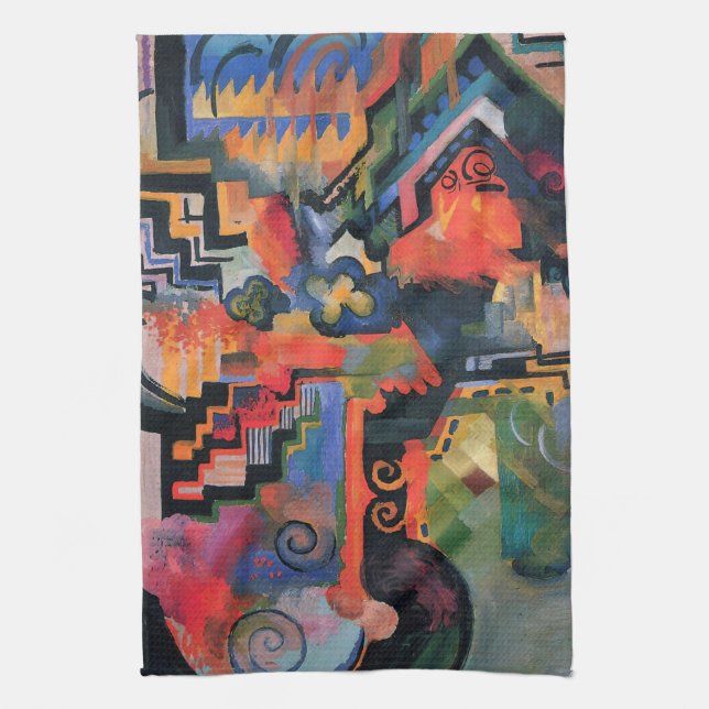 Färgsättning av August Macke, Vintage Art Kökshandduk (Vertikal)