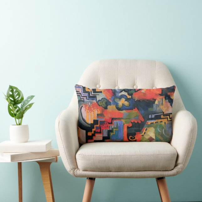 Färgsättning av August Macke, Vintage Art Lumbarkudde (Stol)
