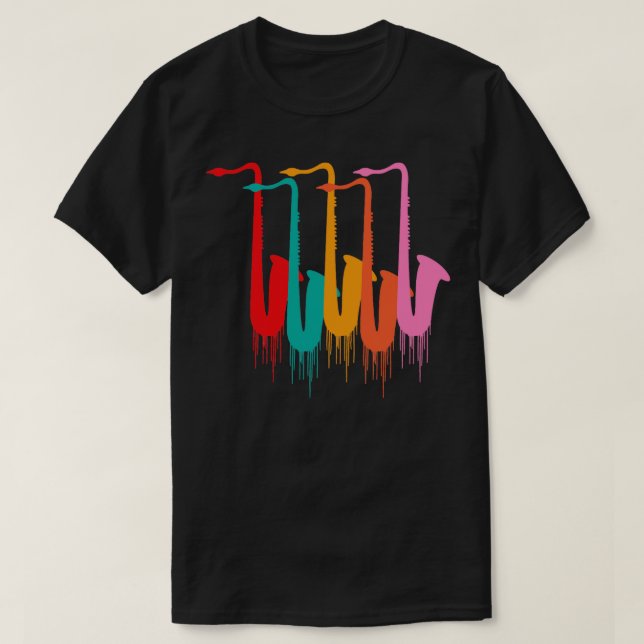 Färgsaxofone Musical Instrument jazz musicia T Shirt (Design framsida)