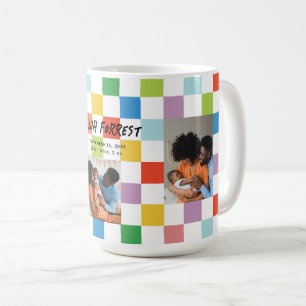 Färgschackbräde 3 foto-Baby födelsetal Kaffemugg