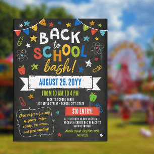Färgschalkboard Stars Back to school-utslag Reklamblad