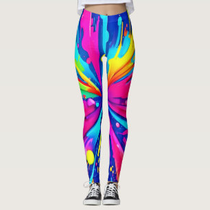 Färgschaos: Abstrakt av färgmönster Leggings