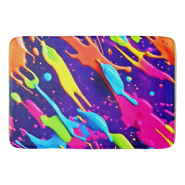 Färgschaos i Abstrakt Splatter Badrumsmatta (Framsidan)