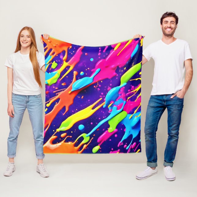 Färgschaos i Abstrakt Splatter Fleecefilt (På plats)