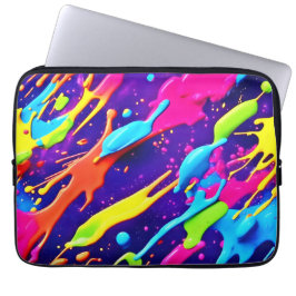 Färgschaos i Abstrakt Splatter Laptop Fodral
