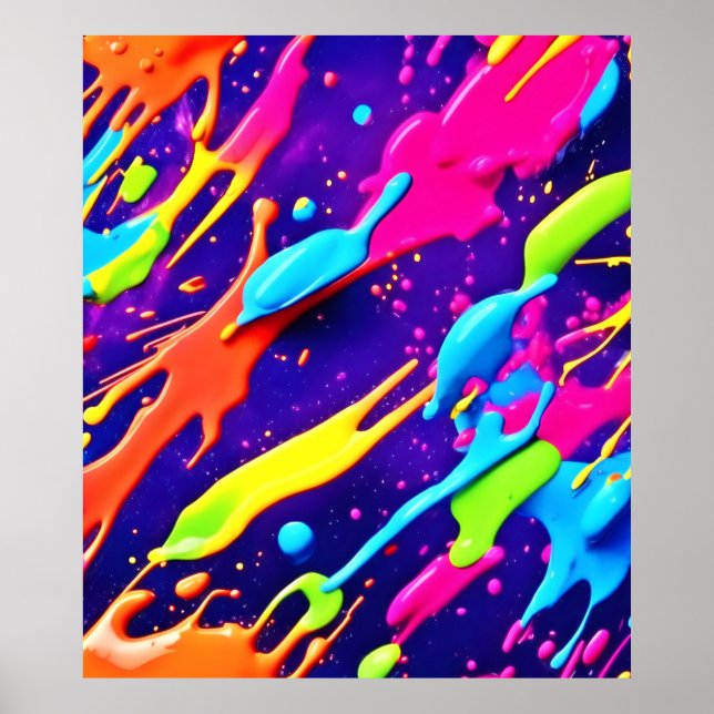 Färgschaos i Abstrakt Splatter Poster (Framsidan)